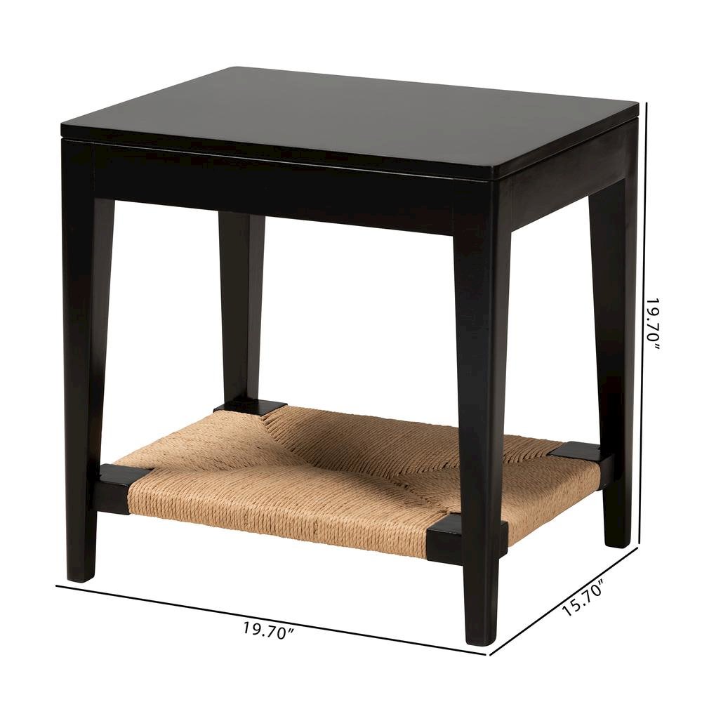 bali & pari Freya Modern Bohemian Black Finished Bayur Wood End Table. Picture 16