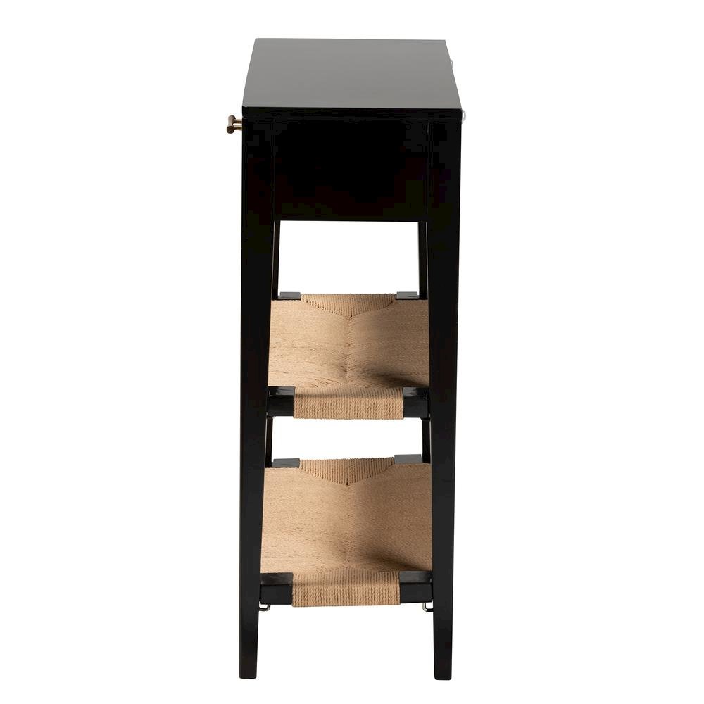 Bohemian Black Finished Bayur Wood 1-Drawer Console Table. Picture 14