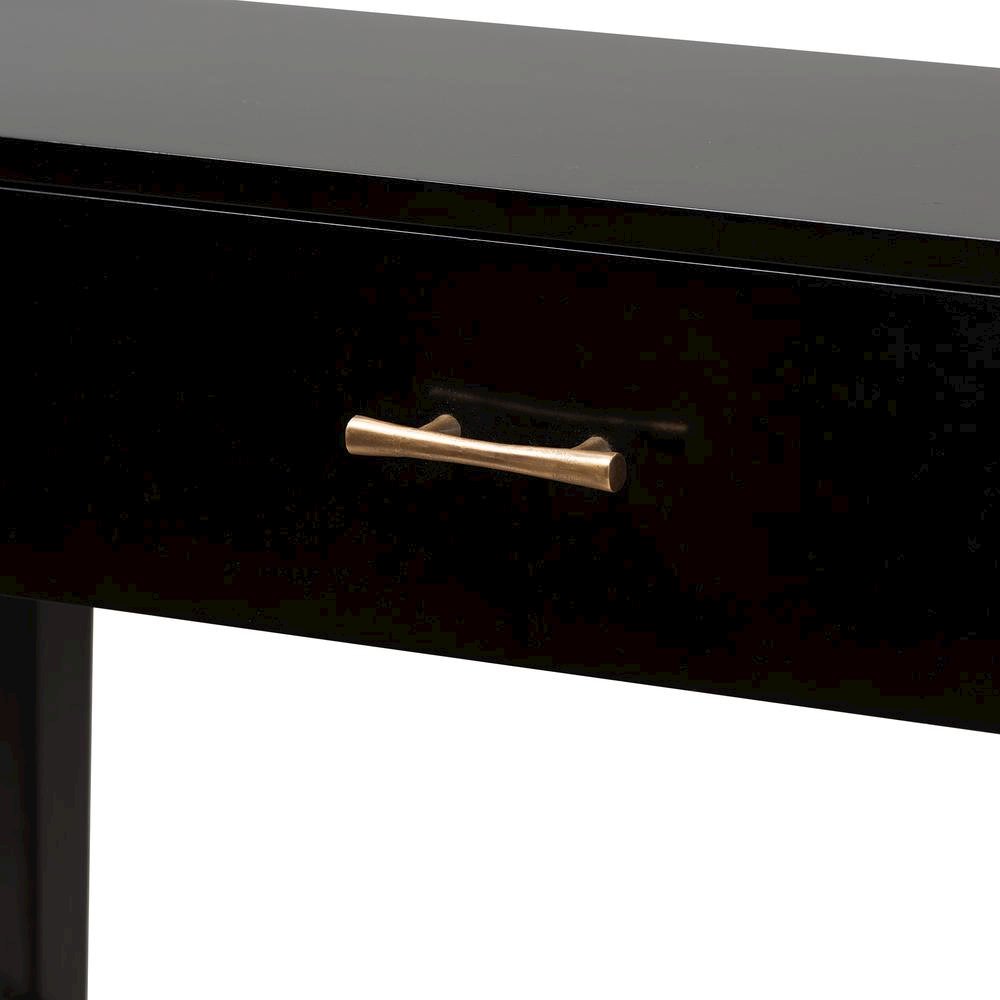Bohemian Black Finished Bayur Wood 1-Drawer Console Table. Picture 15