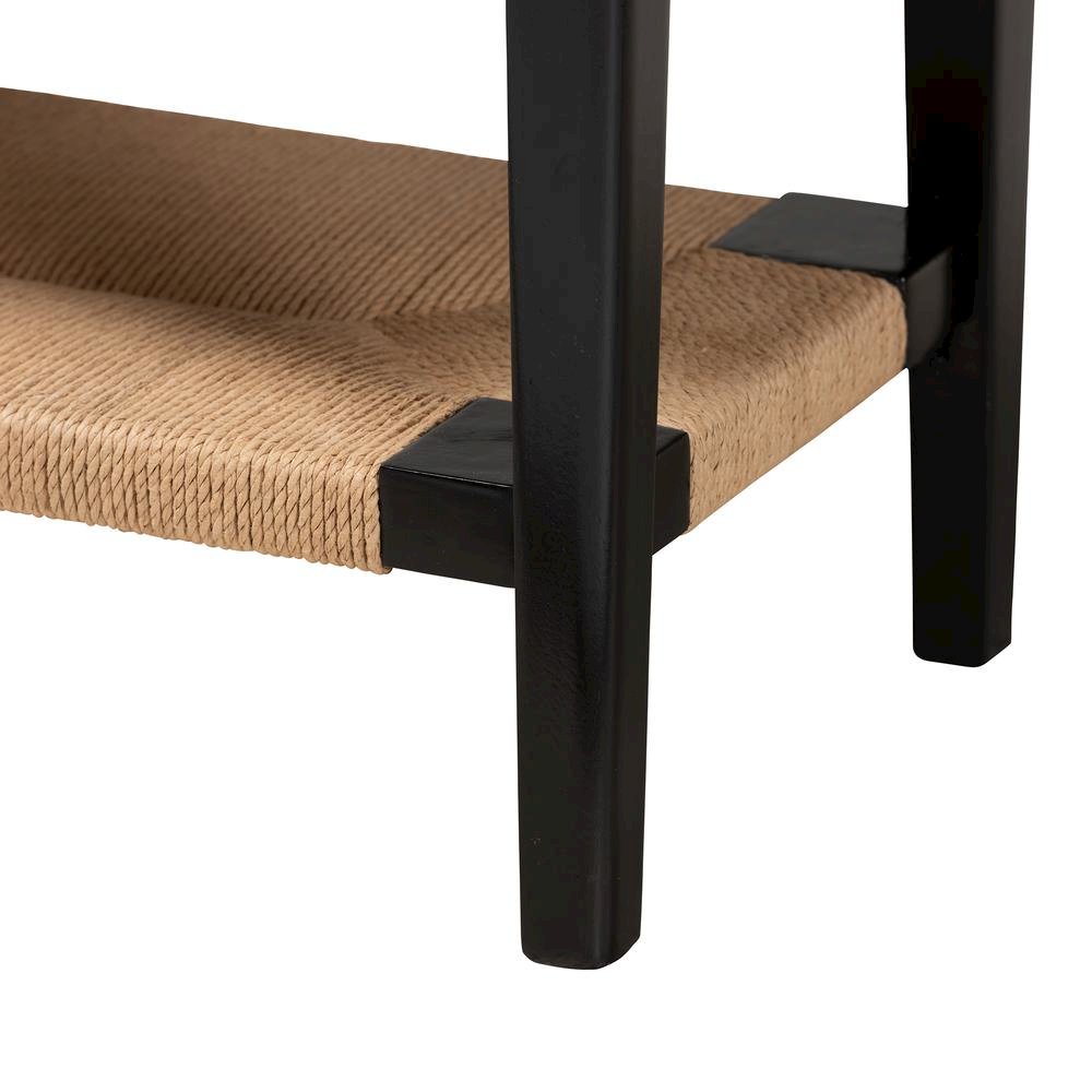 Bohemian Black Finished Bayur Wood 1-Drawer Console Table. Picture 16