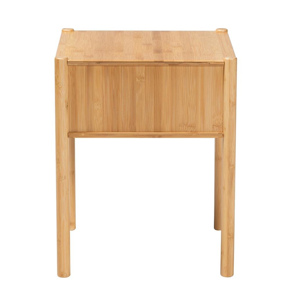 Transitional Natural Brown Bamboo Wood 1-Drawer End Table. Picture 14
