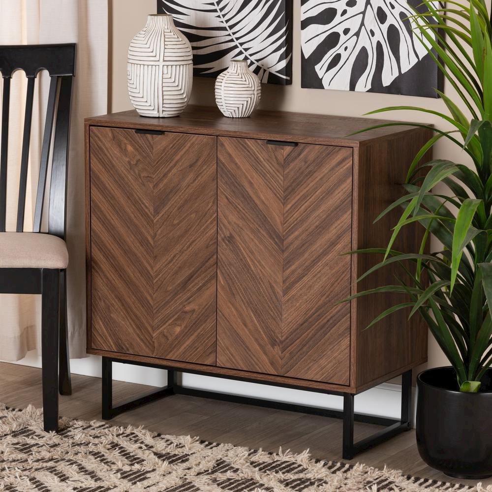 Baxton Studio Sadia Modern Walnut Brown Finished Wood Storage Cabinet. Picture 18
