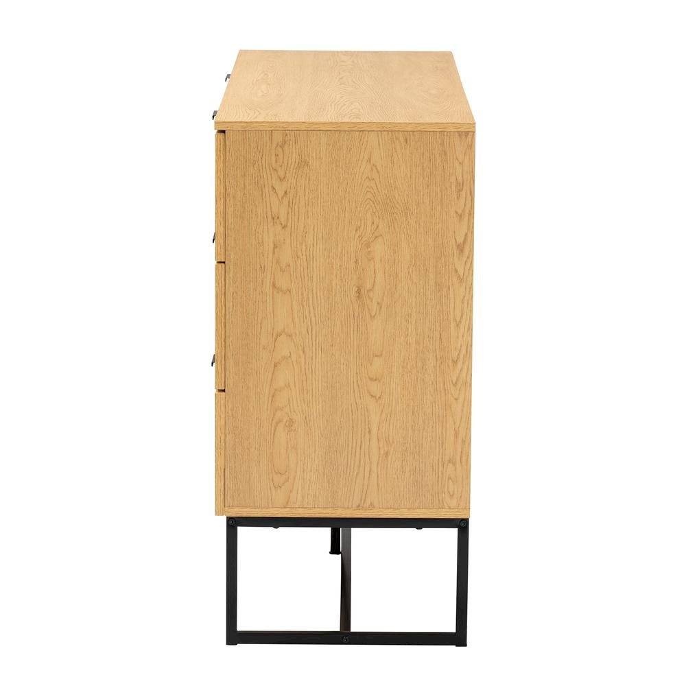 Black Metal 6-Drawer Storage Cabinet with Natural Rattan. Picture 14
