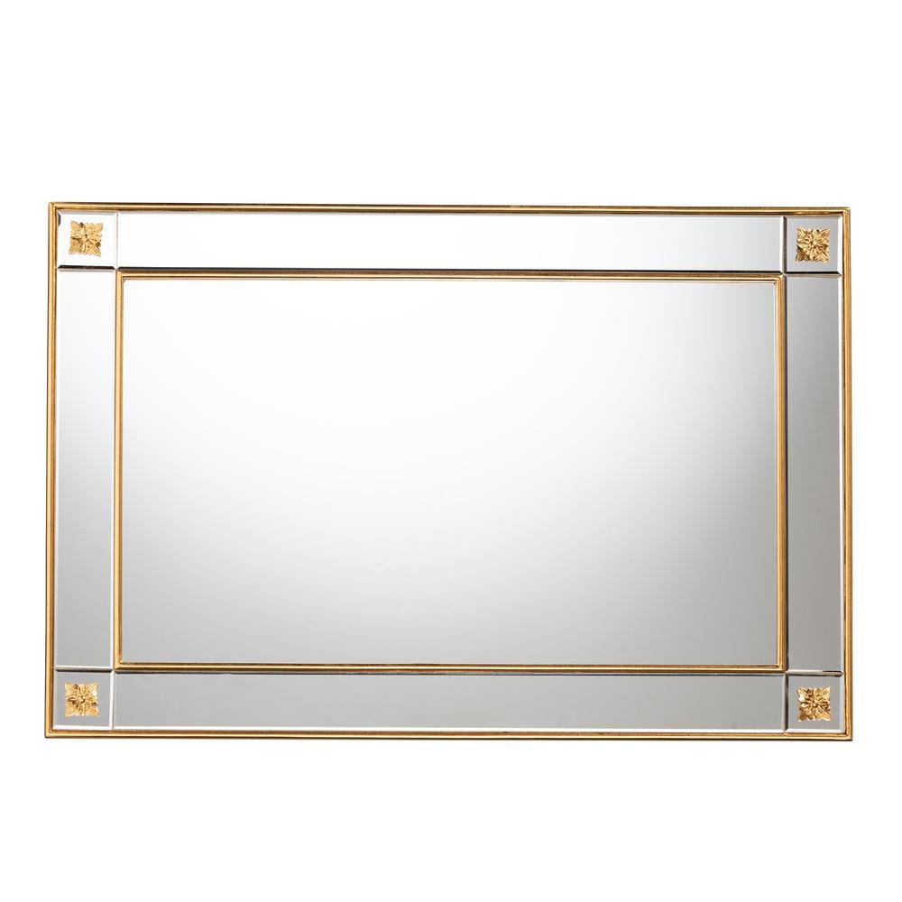 Iara Modern Glam and Luxe Antique Goldleaf Finished Wood Accent Wall Mirror. Picture 7