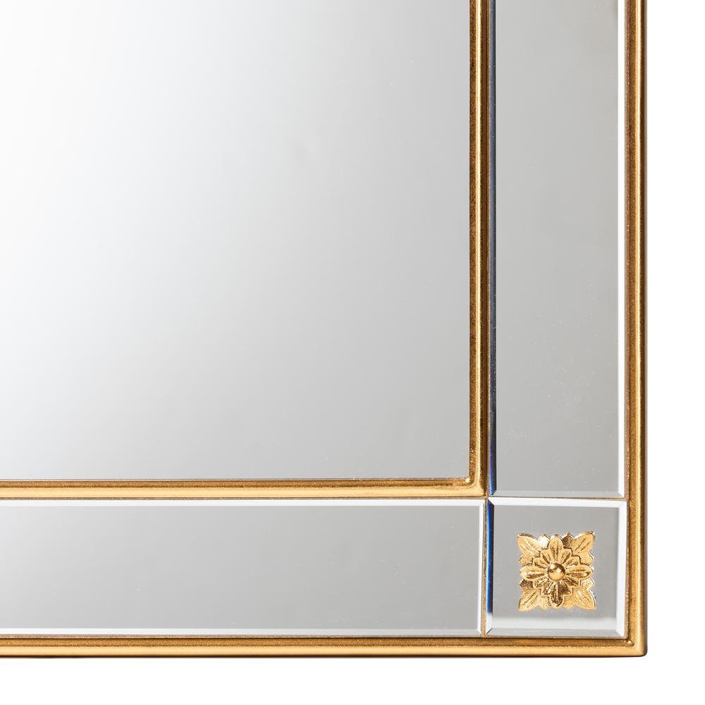Iara Modern Glam and Luxe Antique Goldleaf Finished Wood Accent Wall Mirror. Picture 8