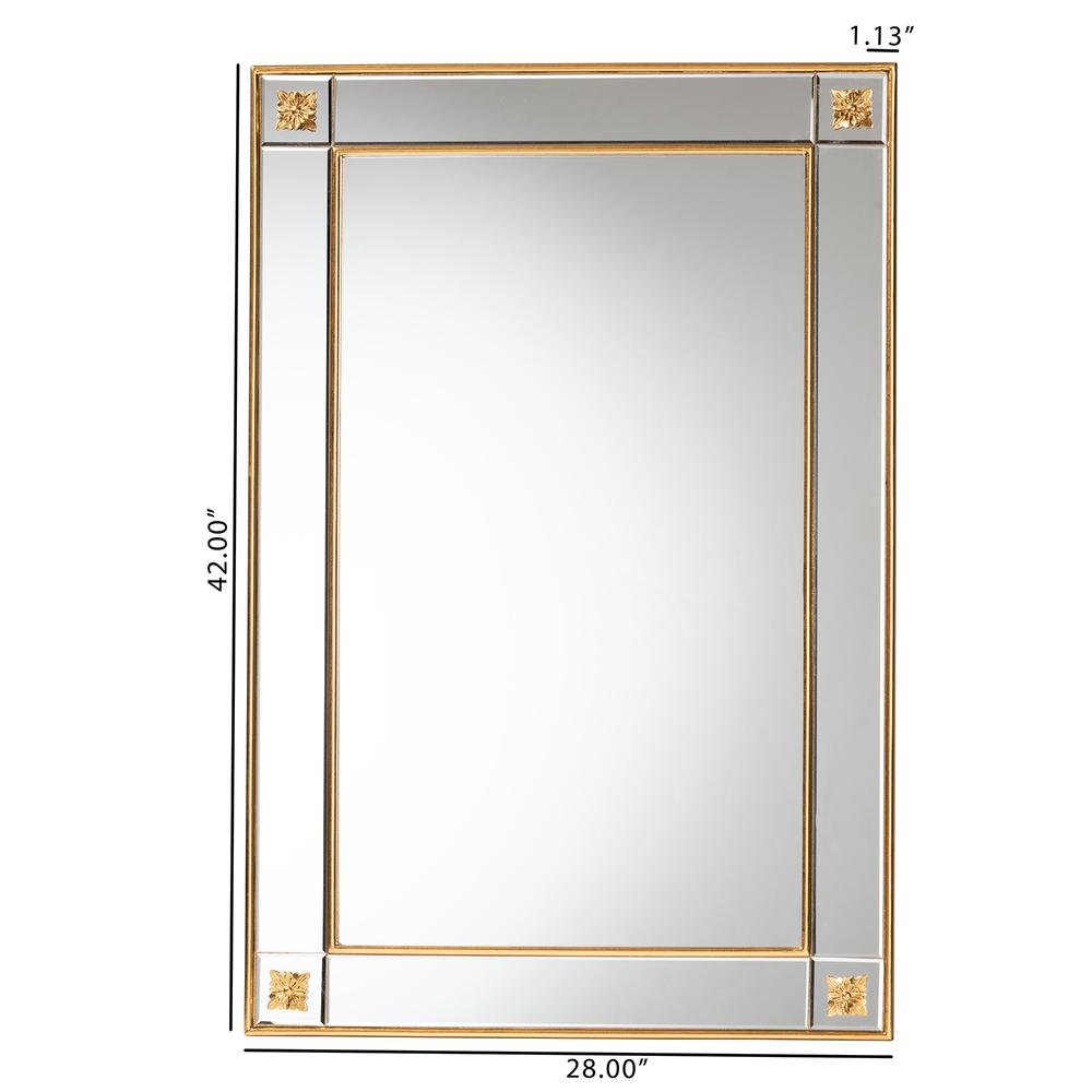 Iara Modern Glam and Luxe Antique Goldleaf Finished Wood Accent Wall Mirror. Picture 10