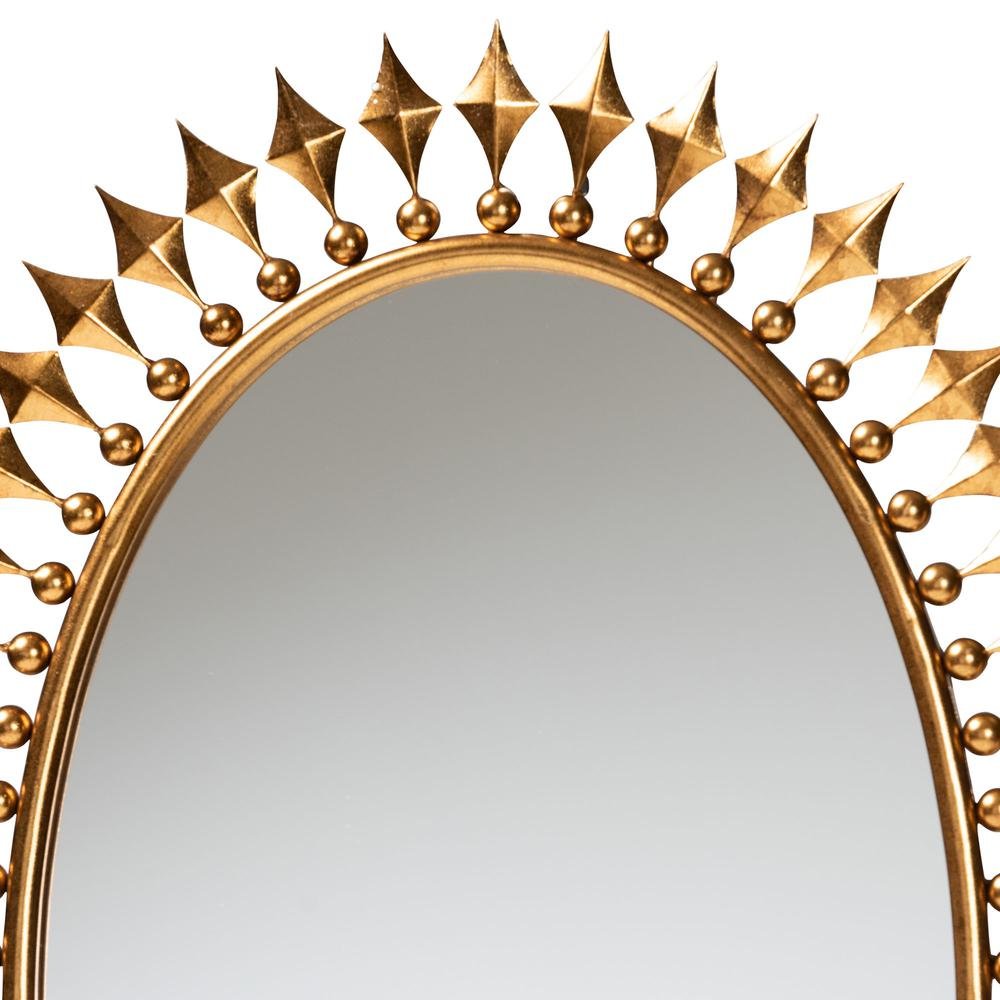 Rogier Modern Glam and Luxe Antique Goldleaf Metal Accent Wall Mirror. Picture 6