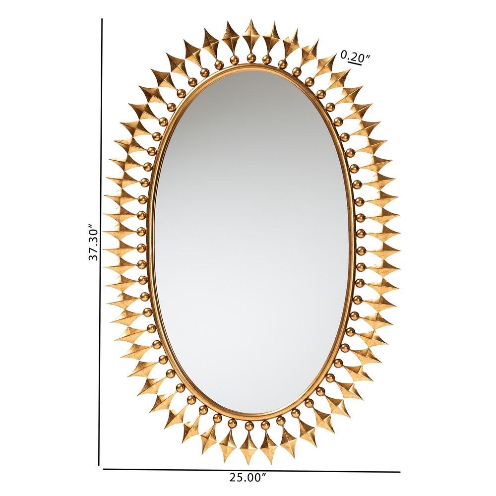 Rogier Modern Glam and Luxe Antique Goldleaf Metal Accent Wall Mirror. Picture 8
