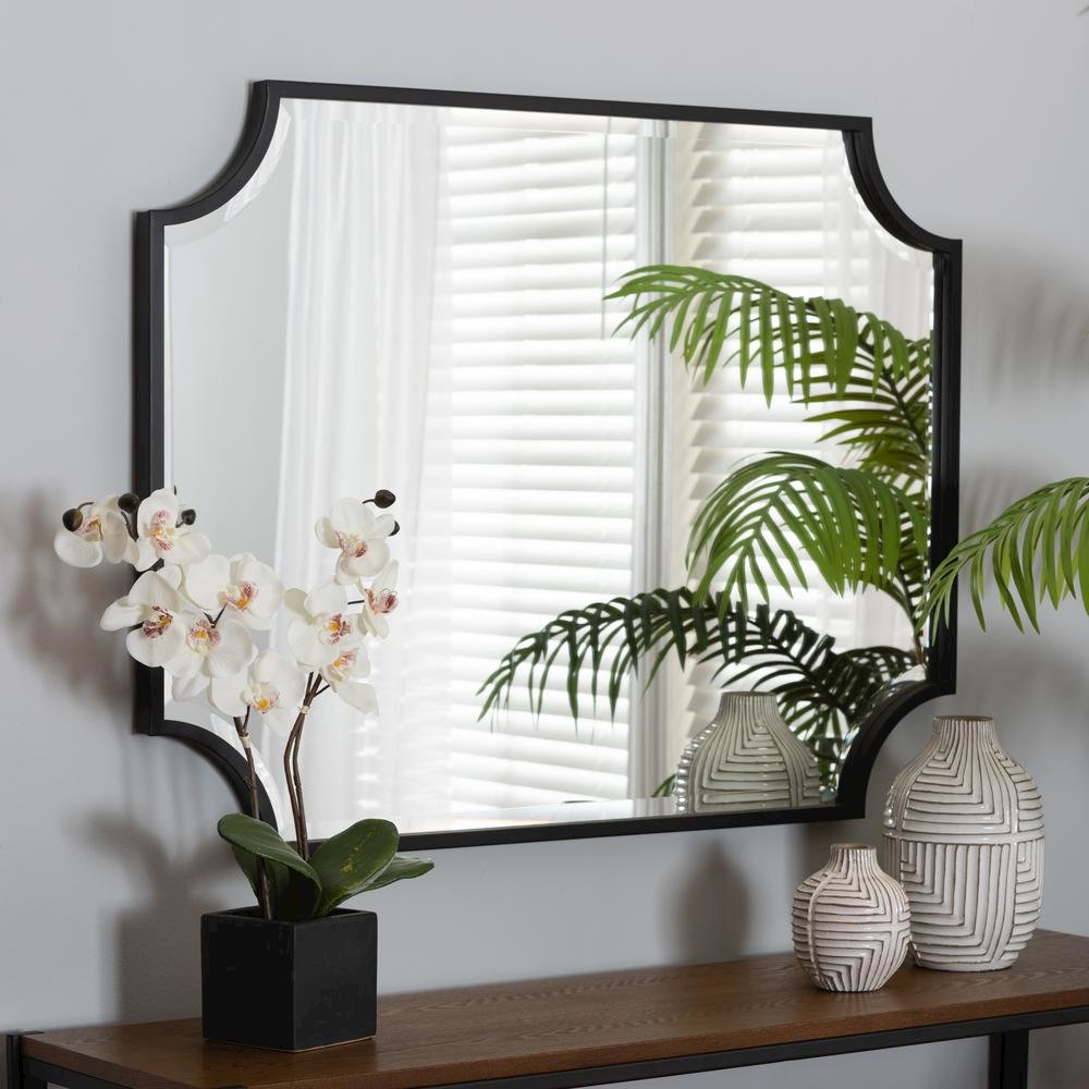 Baxton Studio Parcenet Modern Black Finished Metal Accent Wall Mirror. Picture 9