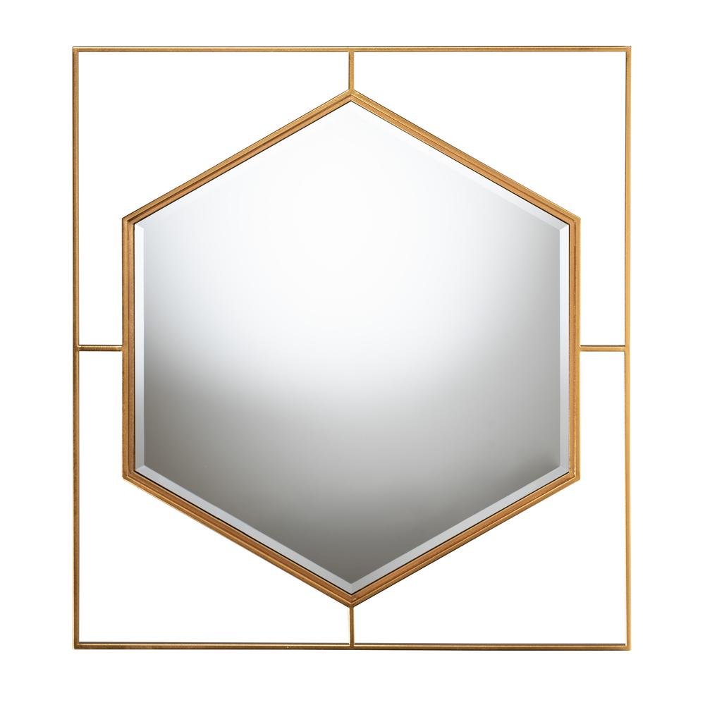 Gates Modern Glam and Luxe Antique Goldleaf Metal Accent Wall Mirror. Picture 7