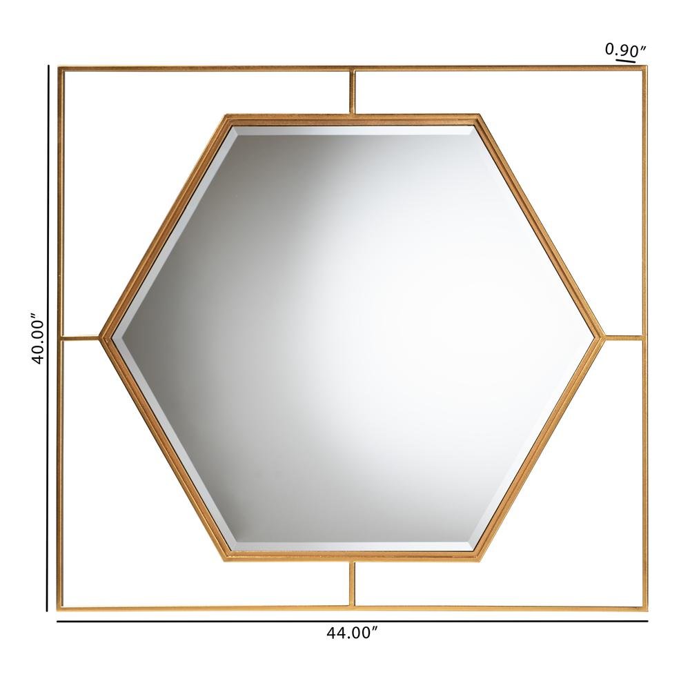 Gates Modern Glam and Luxe Antique Goldleaf Metal Accent Wall Mirror. Picture 10