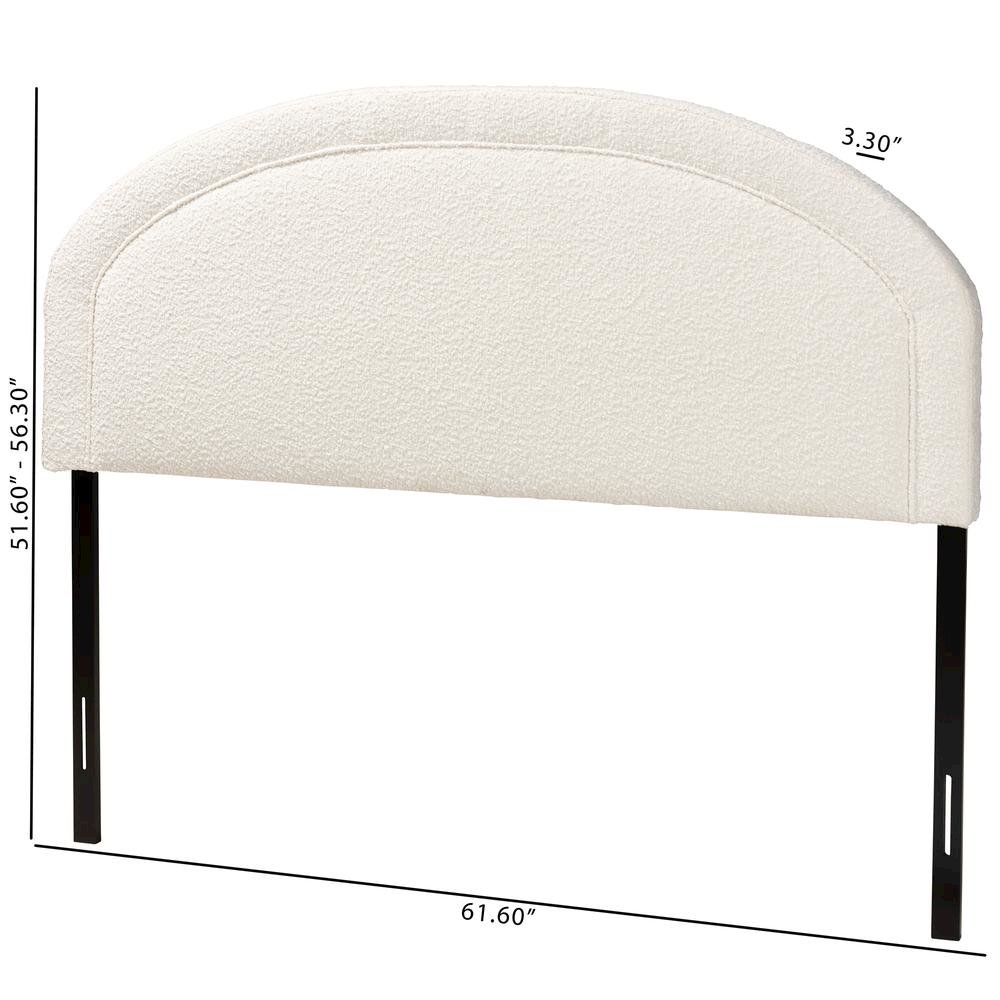 Baxton Studio Fiana Modern Cream Boucle Fabric Queen Size Headboard. Picture 14
