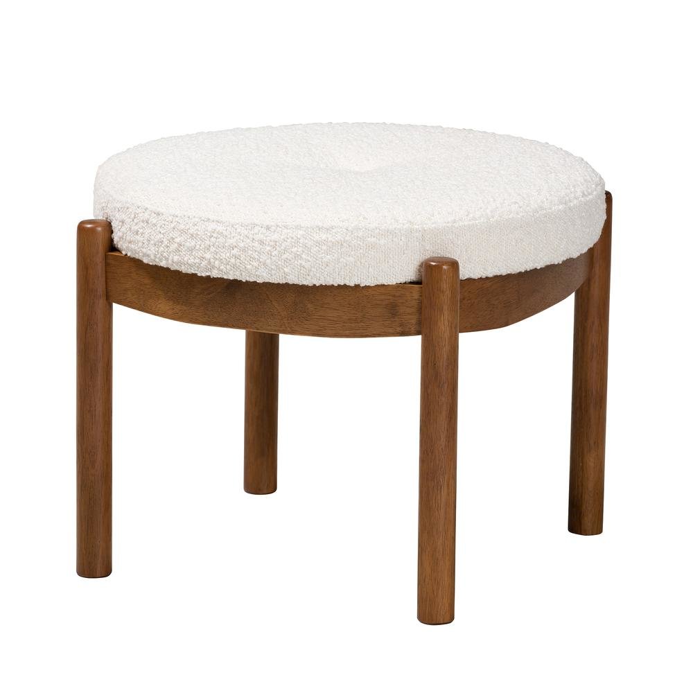 Walnut Brown Finished Rubberwood Ottoman Footstool. Picture 8