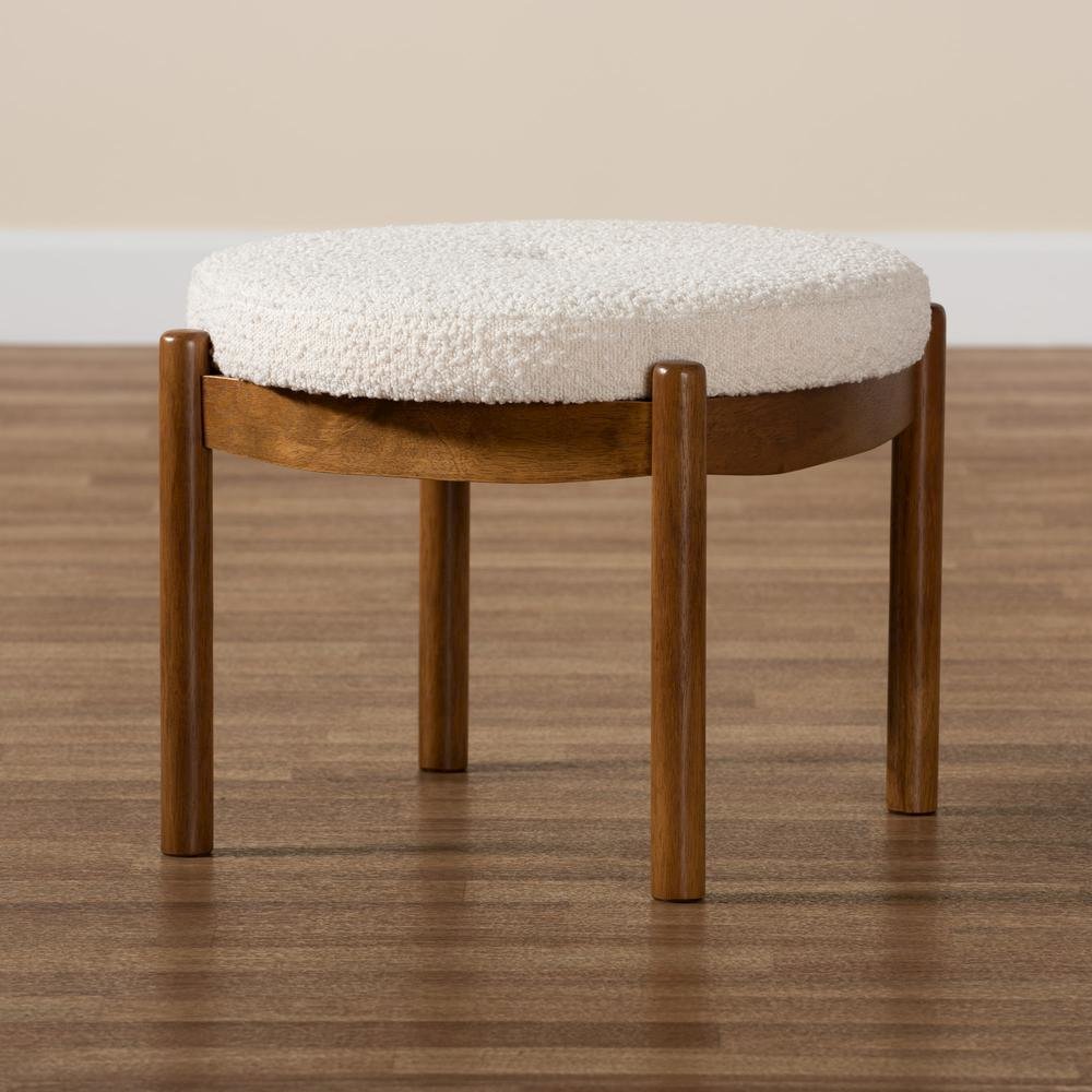Walnut Brown Finished Rubberwood Ottoman Footstool. Picture 13