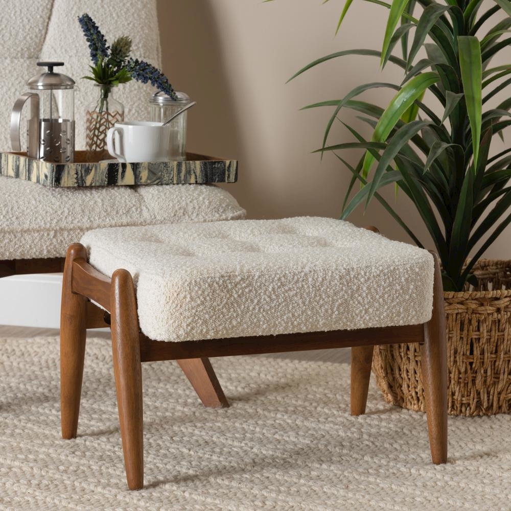 Walnut Brown Finished Rubberwood Ottoman Footstool. Picture 14