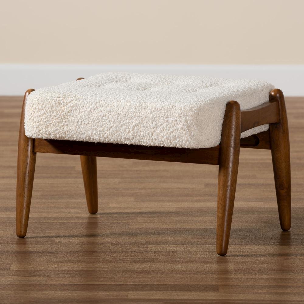 Walnut Brown Finished Rubberwood Ottoman Footstool. Picture 15