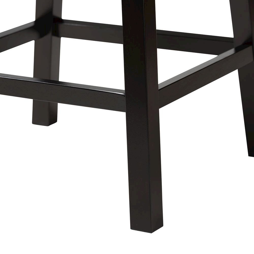 Leather and Espresso Brown Finished Wood 2-Piece Swivel Counter Stool Set. Picture 14