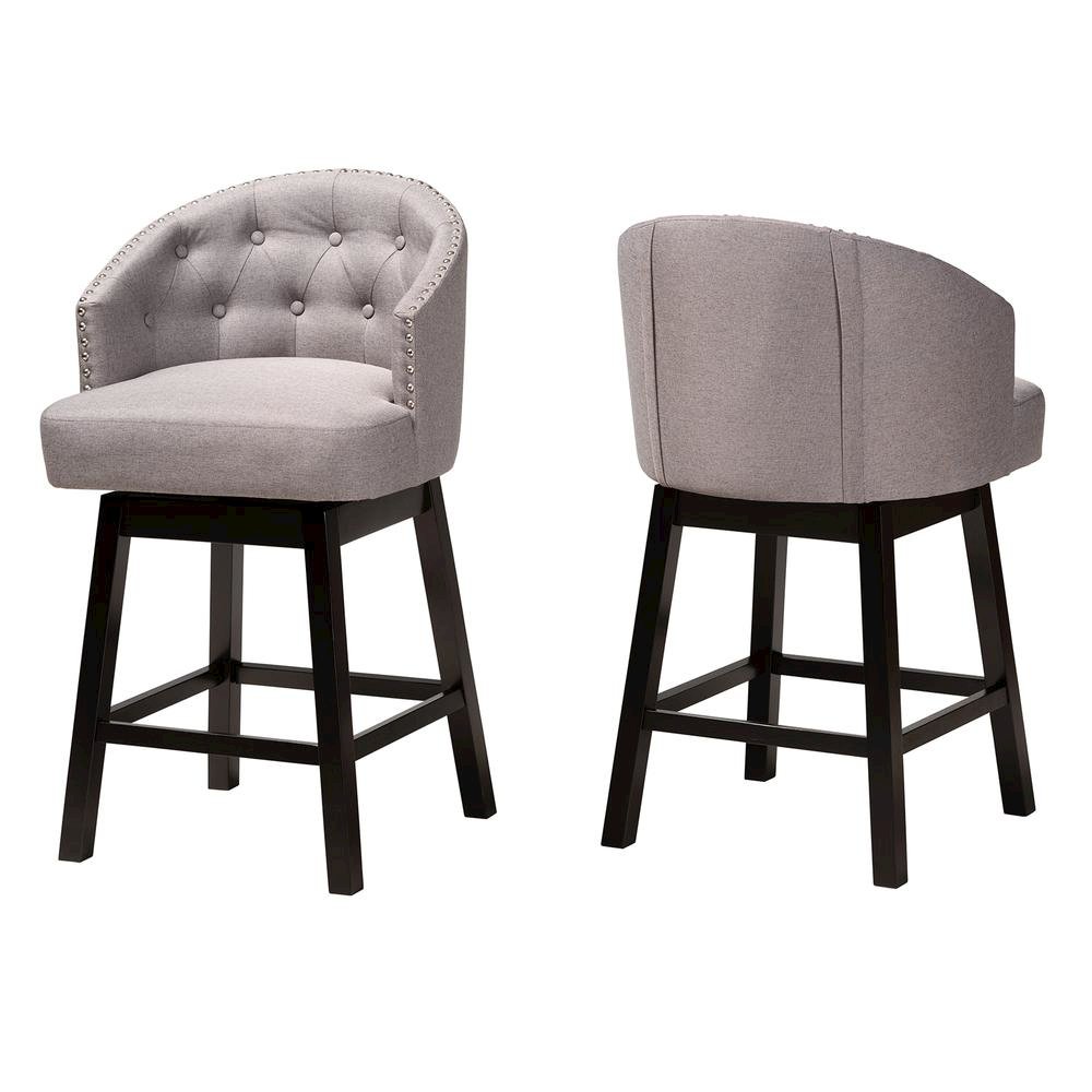 Espresso Brown Finished Wood 2-Piece Swivel Counter Stool Set. Picture 10