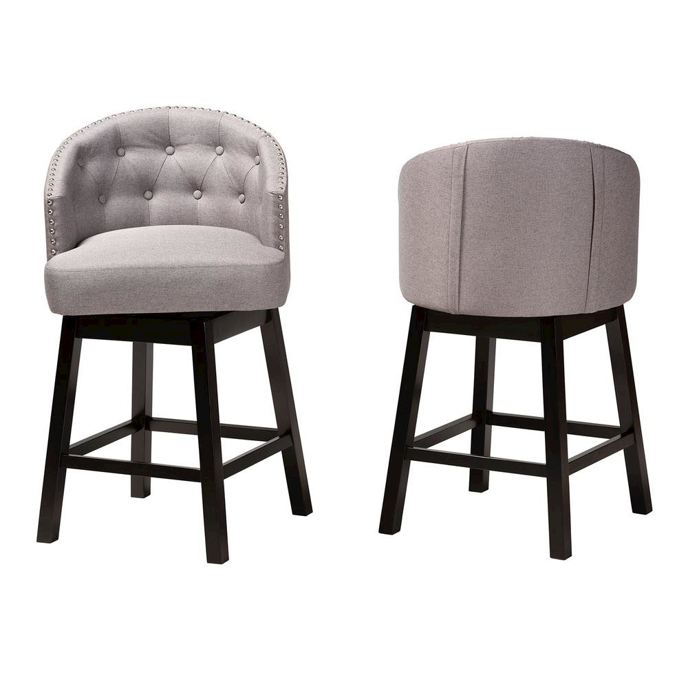 Espresso Brown Finished Wood 2-Piece Swivel Counter Stool Set. Picture 11