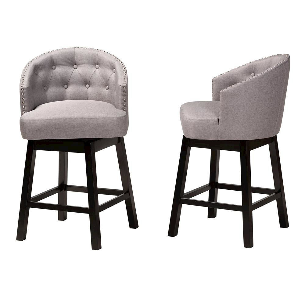 Espresso Brown Finished Wood 2-Piece Swivel Counter Stool Set. Picture 12