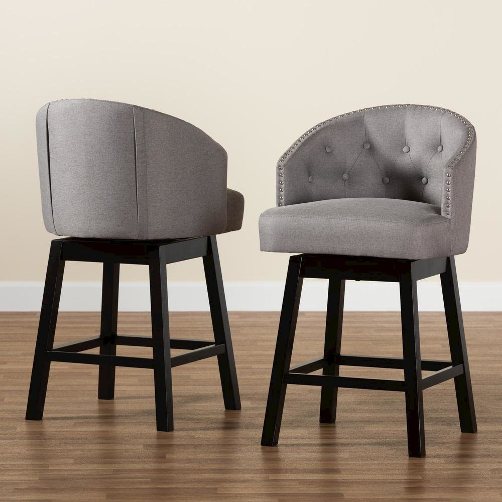 Espresso Brown Finished Wood 2-Piece Swivel Counter Stool Set. Picture 17