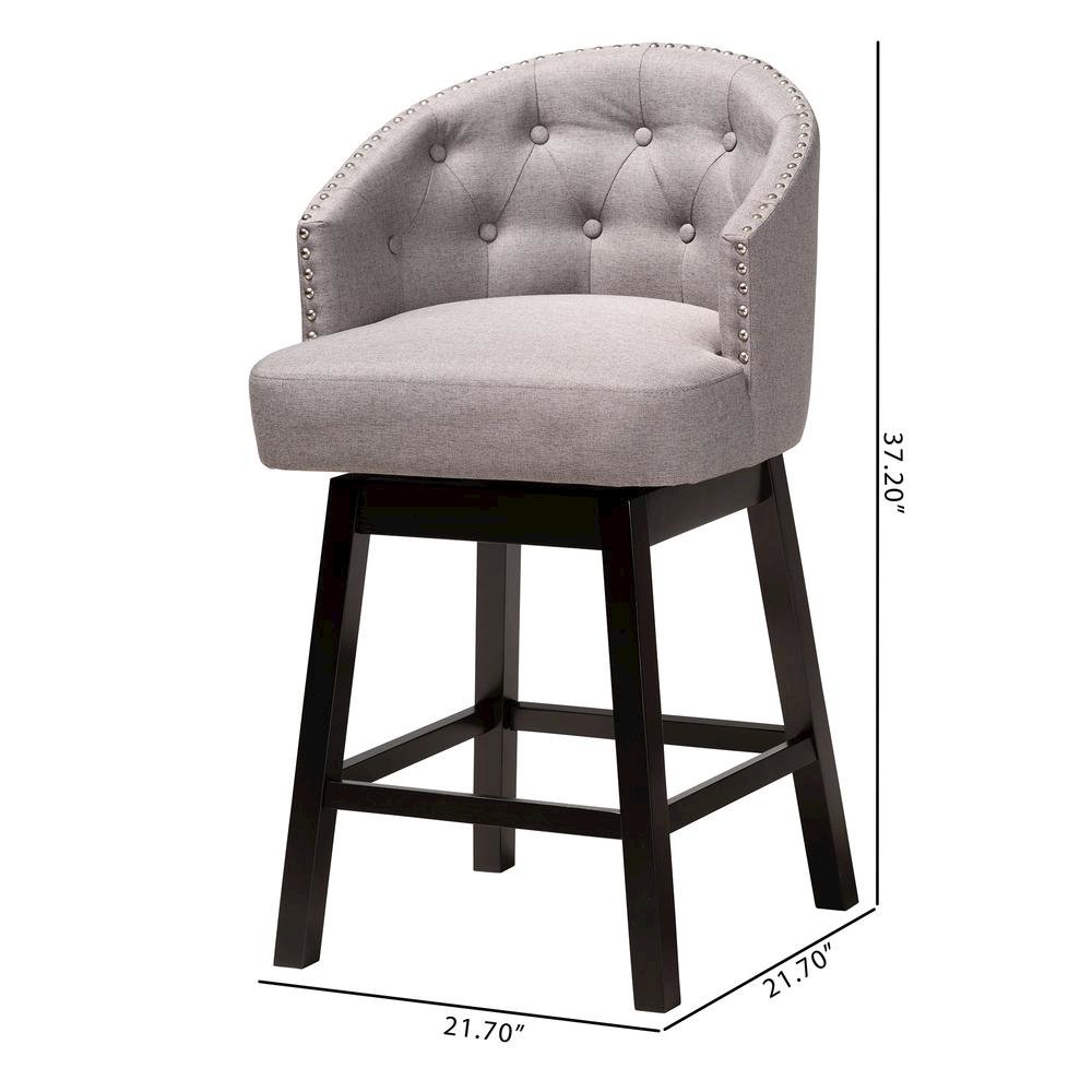 Espresso Brown Finished Wood 2-Piece Swivel Counter Stool Set. Picture 18