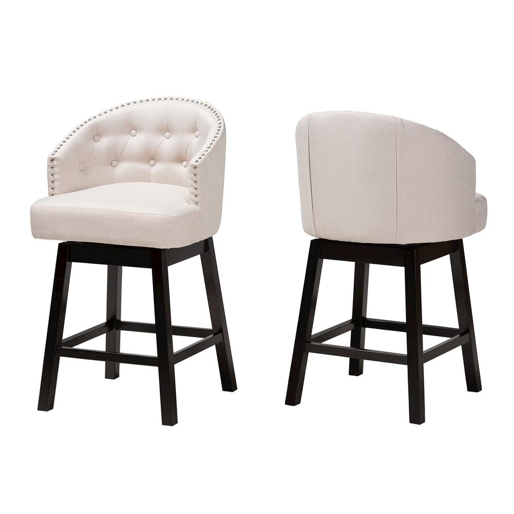 Espresso Brown Finished Wood 2-Piece Swivel Counter Stool Set. Picture 10