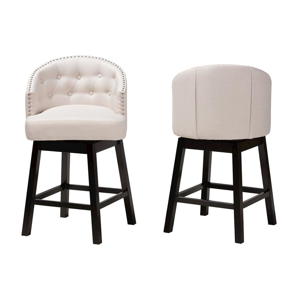 Espresso Brown Finished Wood 2-Piece Swivel Counter Stool Set. Picture 11