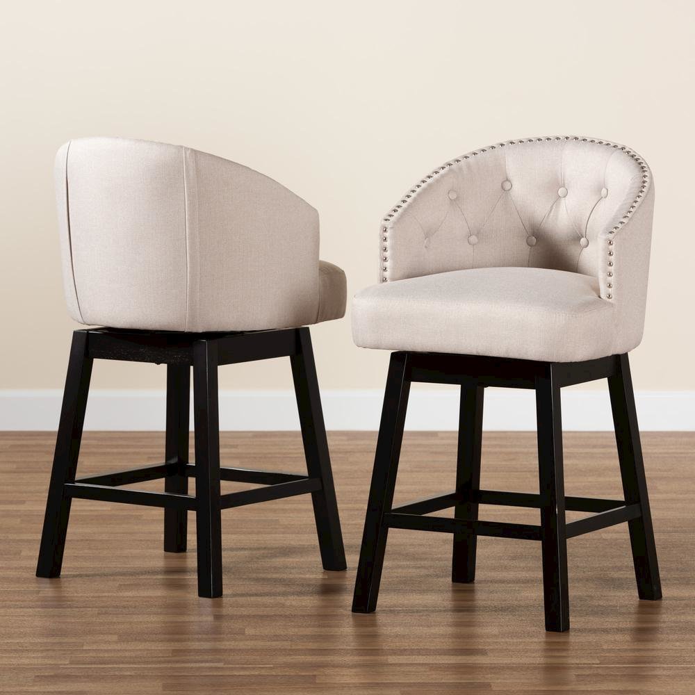 Espresso Brown Finished Wood 2-Piece Swivel Counter Stool Set. Picture 17