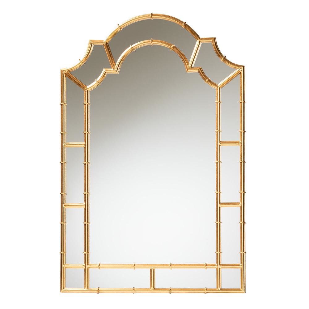 Bedivere Modern Glam and Luxe Antique Goldleaf Metal Accent Wall Mirror. Picture 5