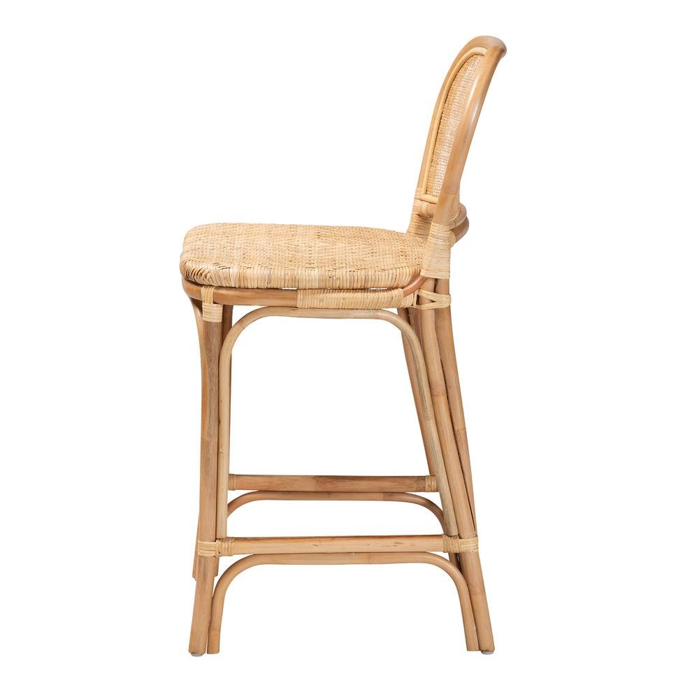 bali & pari Adrena Modern Bohemian Natural Brown Rattan Counter Stool. Picture 13