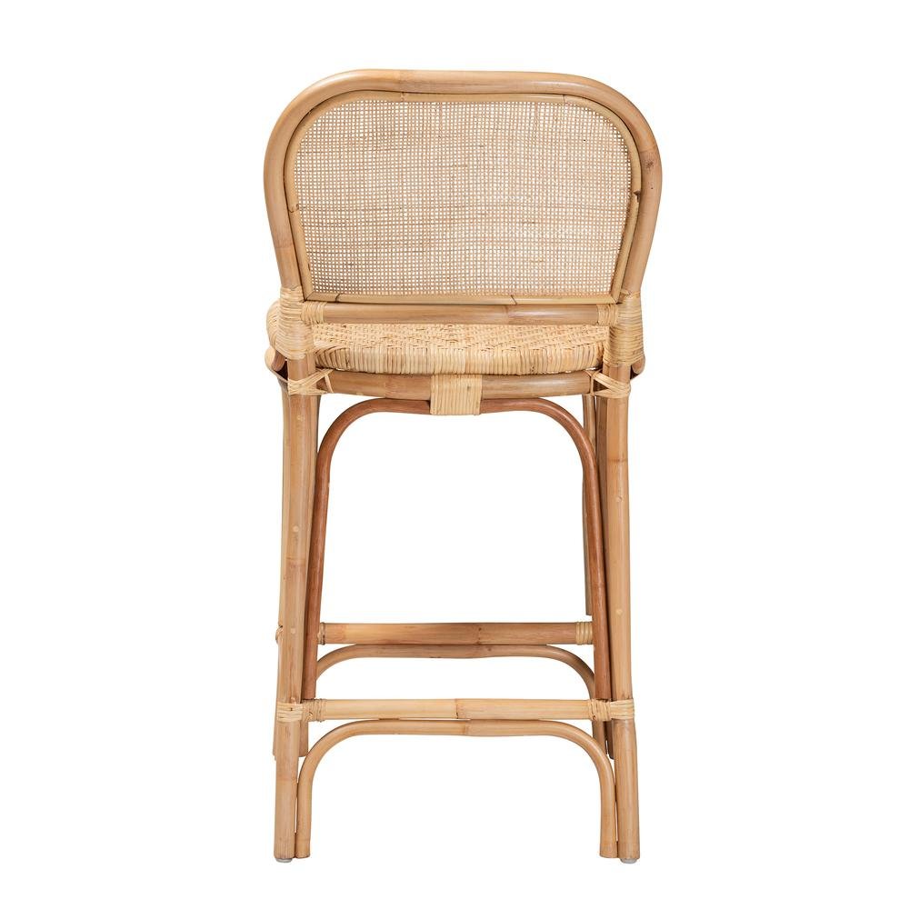 bali & pari Adrena Modern Bohemian Natural Brown Rattan Counter Stool. Picture 14
