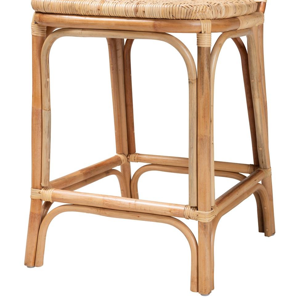 bali & pari Adrena Modern Bohemian Natural Brown Rattan Counter Stool. Picture 16