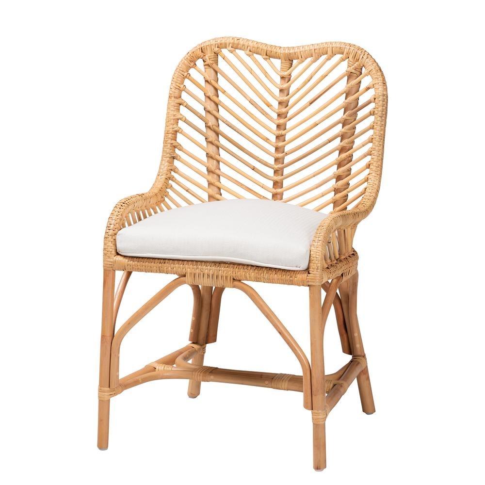 bali & pari Arween Modern Bohemian Natural Brown Rattan Dining Chair. Picture 11
