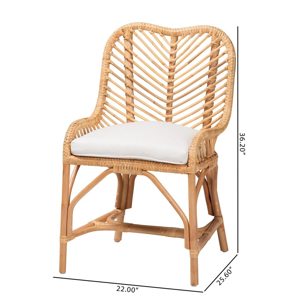 bali & pari Arween Modern Bohemian Natural Brown Rattan Dining Chair. Picture 20