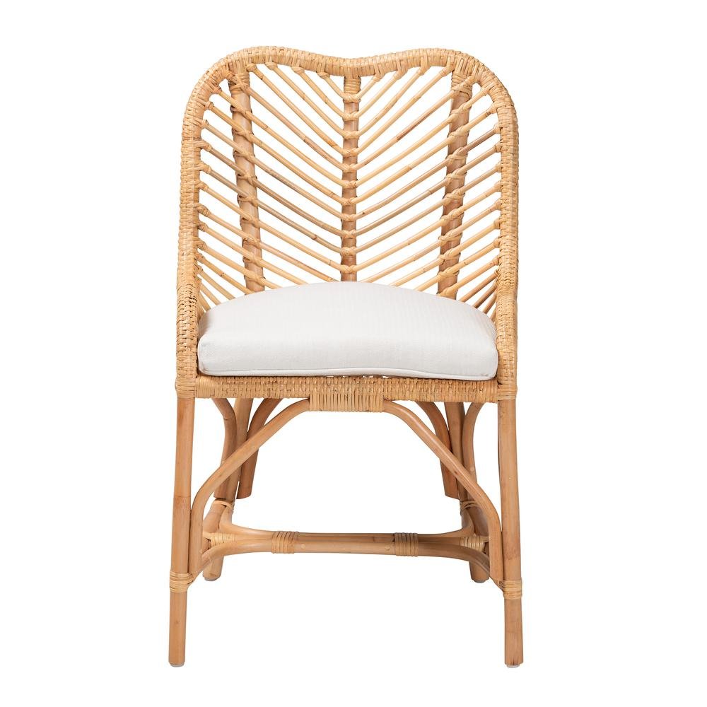 bali & pari Arween Modern Bohemian Natural Brown Rattan Dining Chair. Picture 12