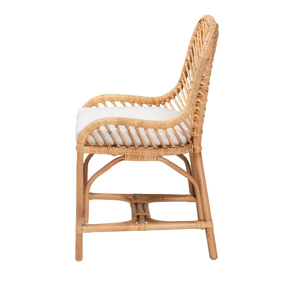 bali & pari Arween Modern Bohemian Natural Brown Rattan Dining Chair. Picture 13