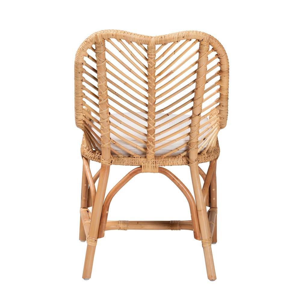 bali & pari Arween Modern Bohemian Natural Brown Rattan Dining Chair. Picture 14