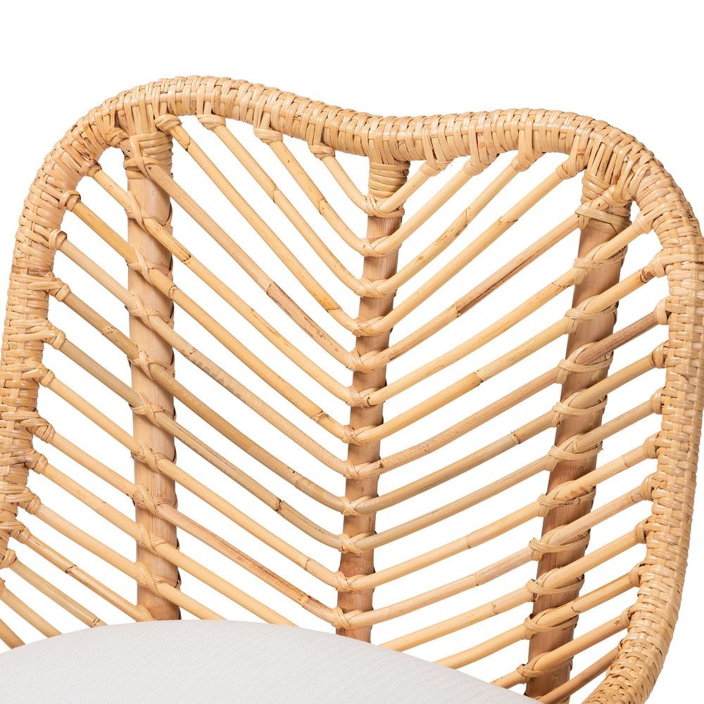 bali & pari Arween Modern Bohemian Natural Brown Rattan Dining Chair. Picture 15