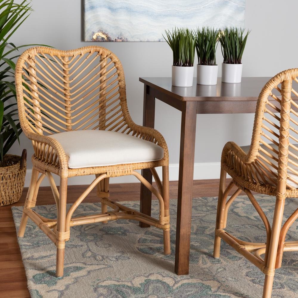 bali & pari Arween Modern Bohemian Natural Brown Rattan Dining Chair. Picture 18