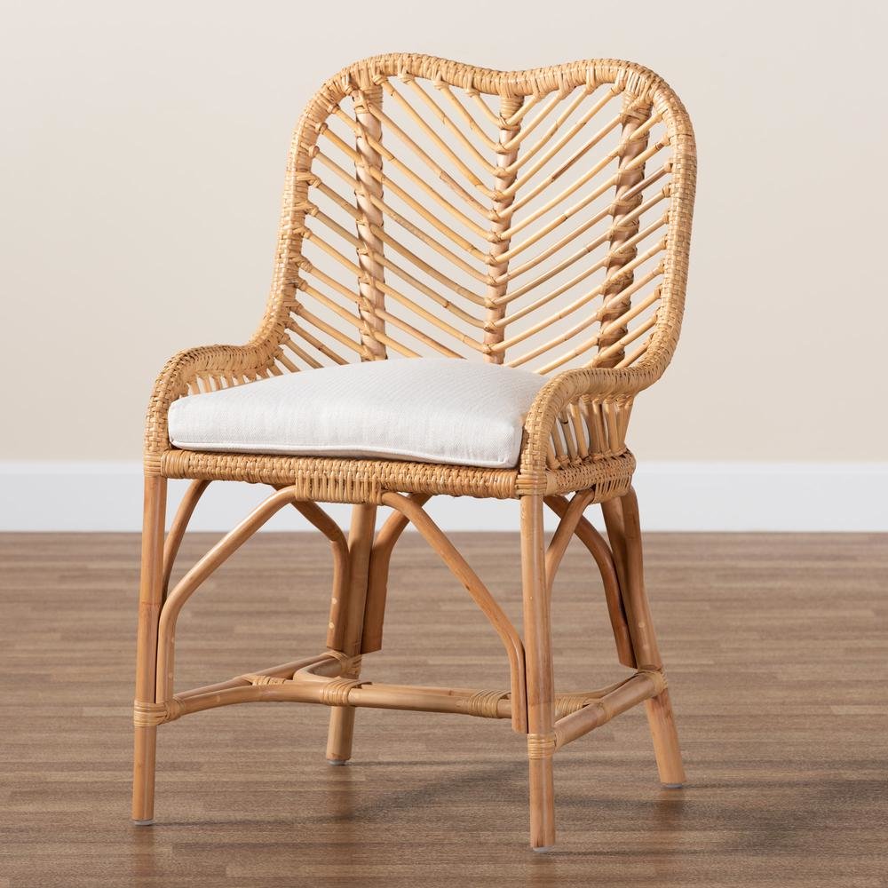 bali & pari Arween Modern Bohemian Natural Brown Rattan Dining Chair. Picture 19