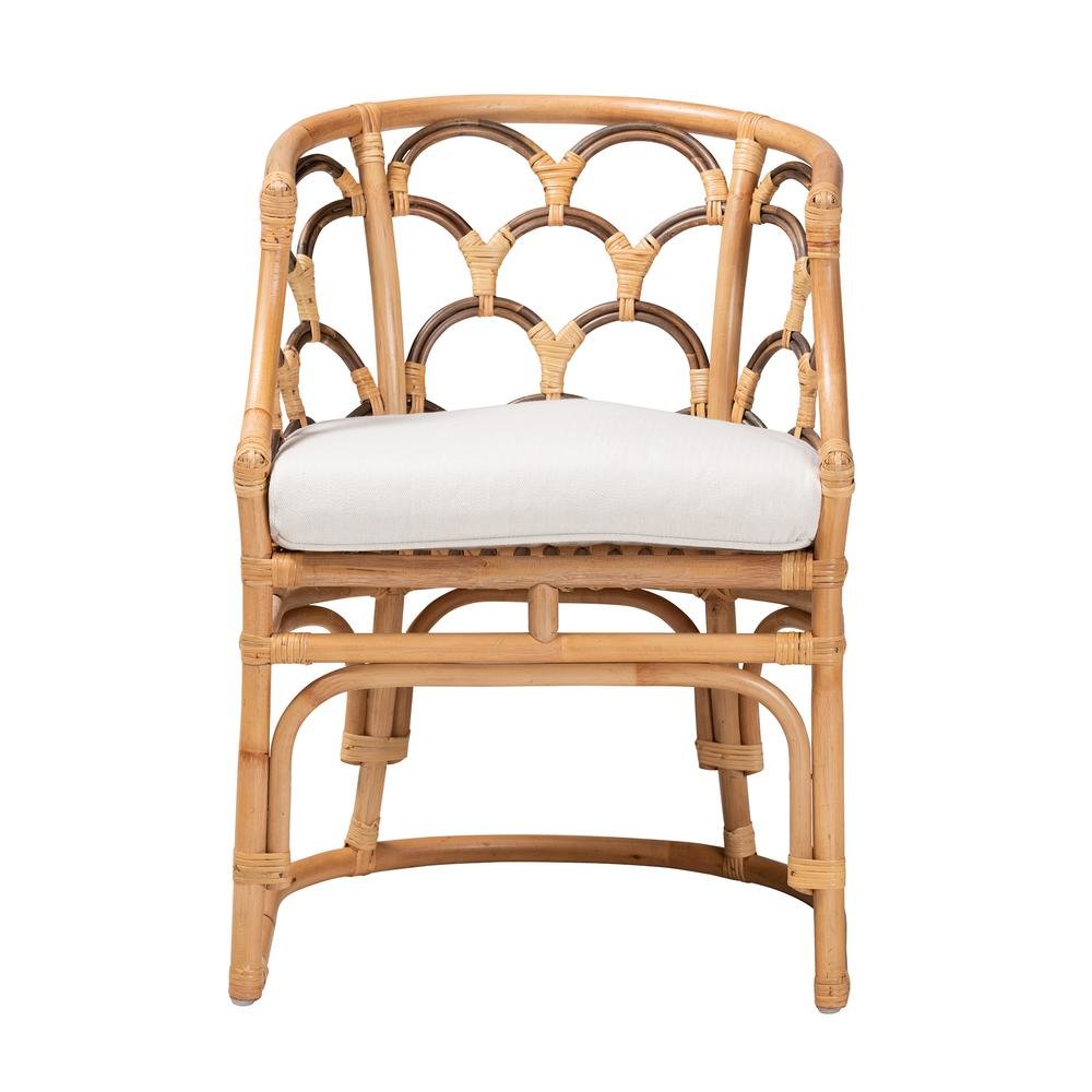 bali & pari Aster Modern Bohemian Natural Brown Rattan Armchair. Picture 12