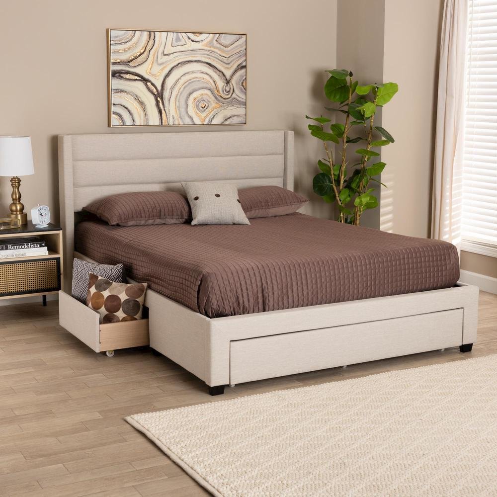 Dark Brown Finished Wood Queen Size 3-Drawer Storage Platform Bed. Picture 20
