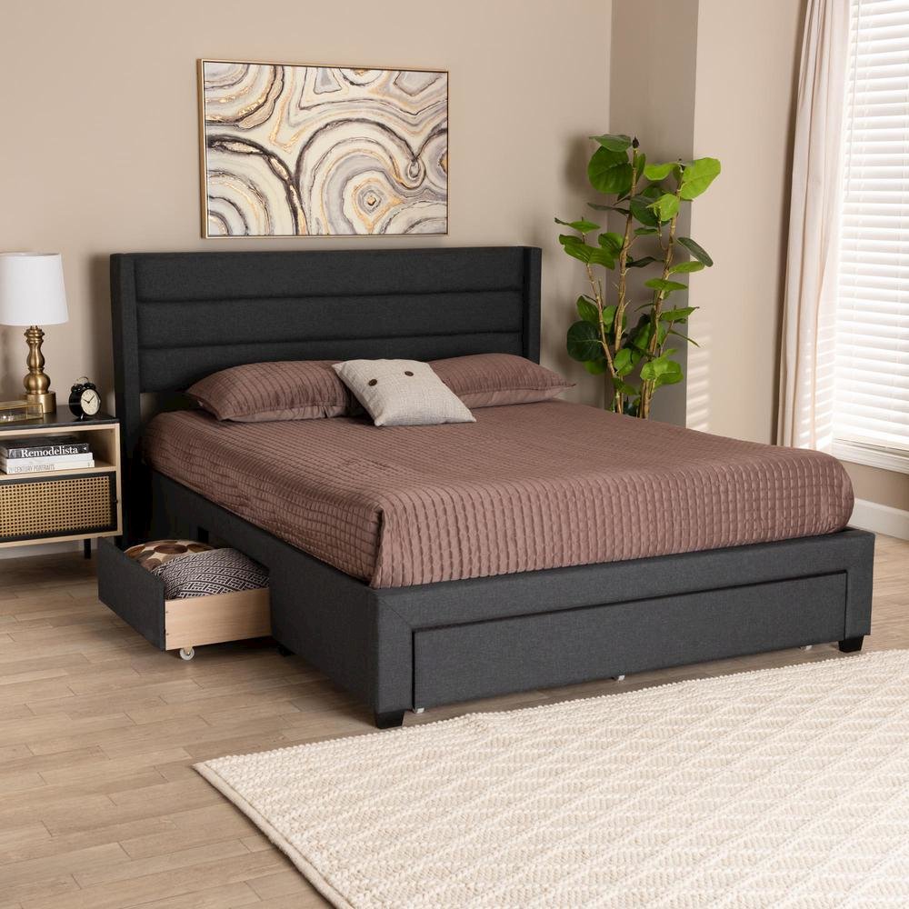 Dark Brown Finished Wood Queen Size 3-Drawer Storage Platform Bed. Picture 20