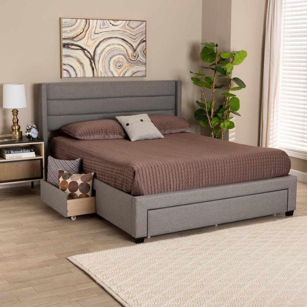 Dark Brown Finished Wood Queen Size 3-Drawer Storage Platform Bed. Picture 20