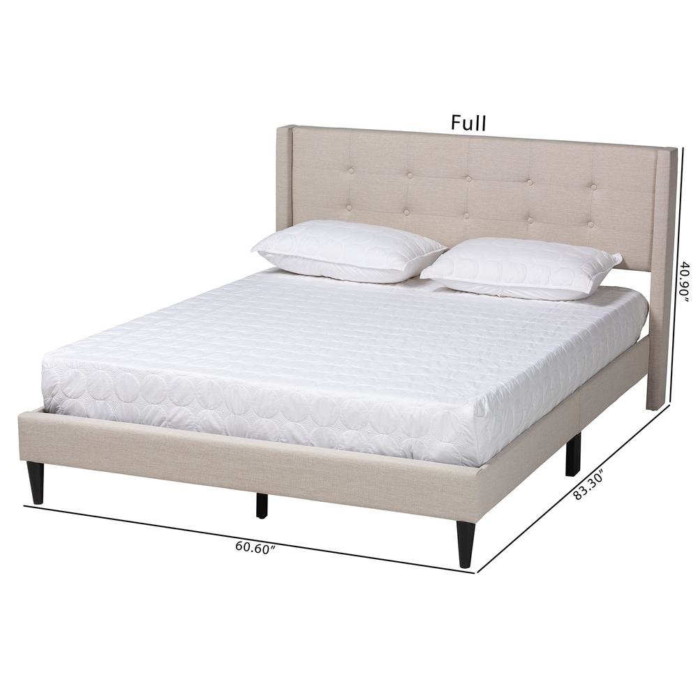 Transitional Beige Fabric Upholstered Full Size Platform Bed. Picture 19