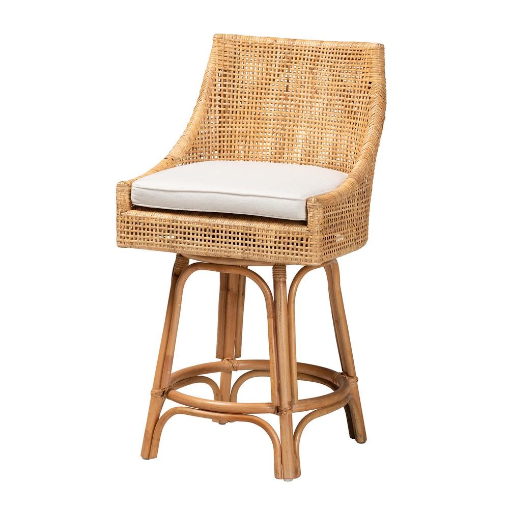 bali & pari Bella Modern Bohemian Natural Brown Rattan Counter Stool. Picture 11