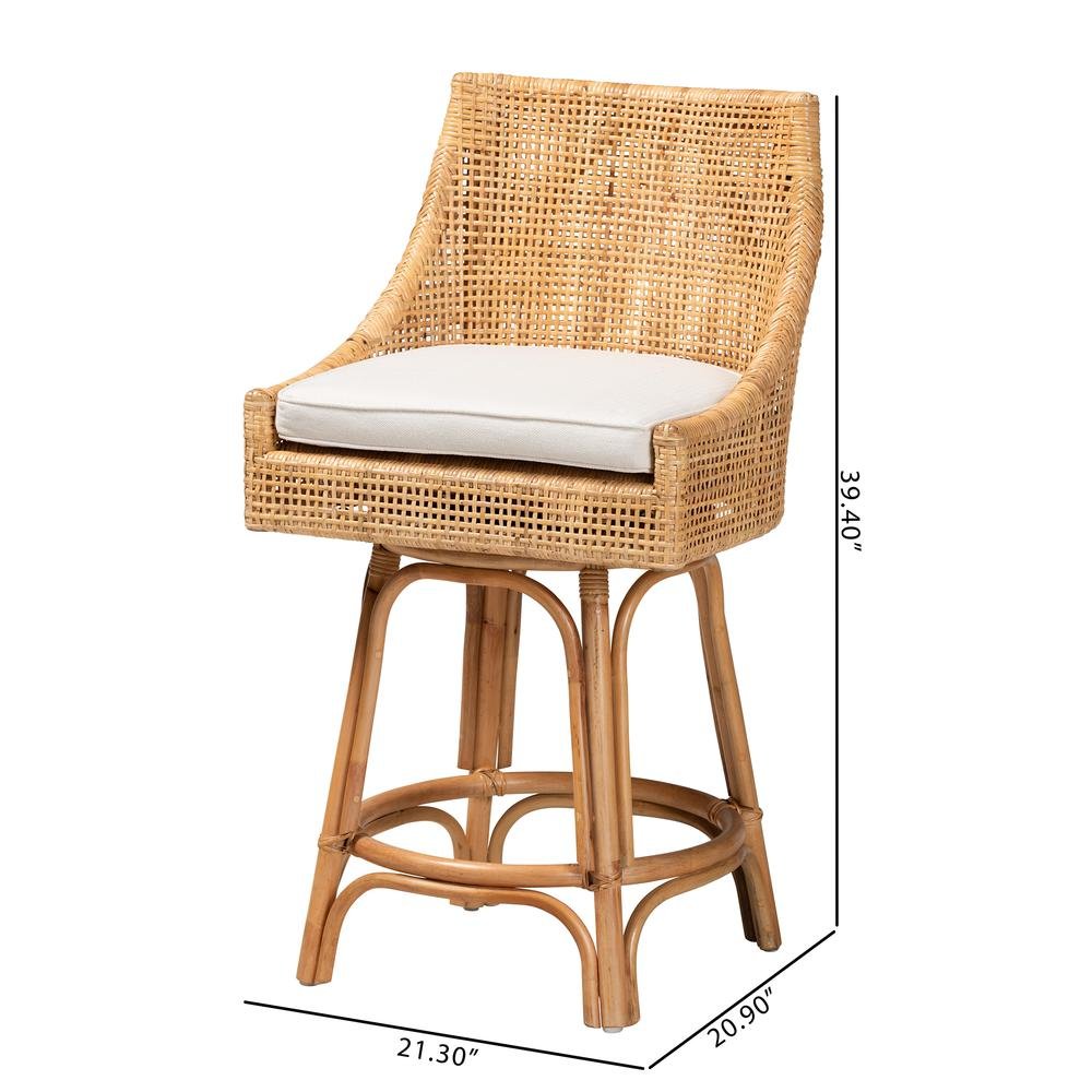 bali & pari Bella Modern Bohemian Natural Brown Rattan Counter Stool. Picture 20