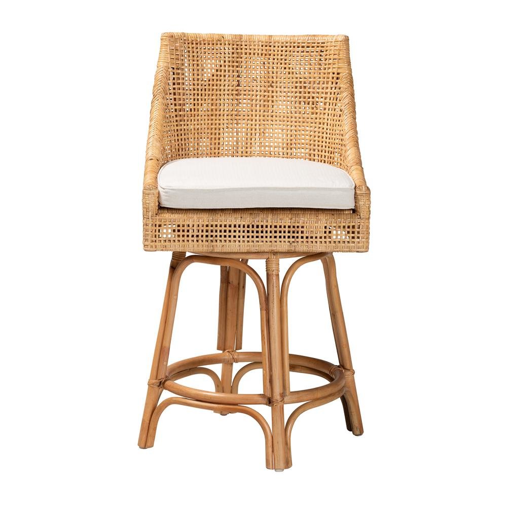 bali & pari Bella Modern Bohemian Natural Brown Rattan Counter Stool. Picture 12