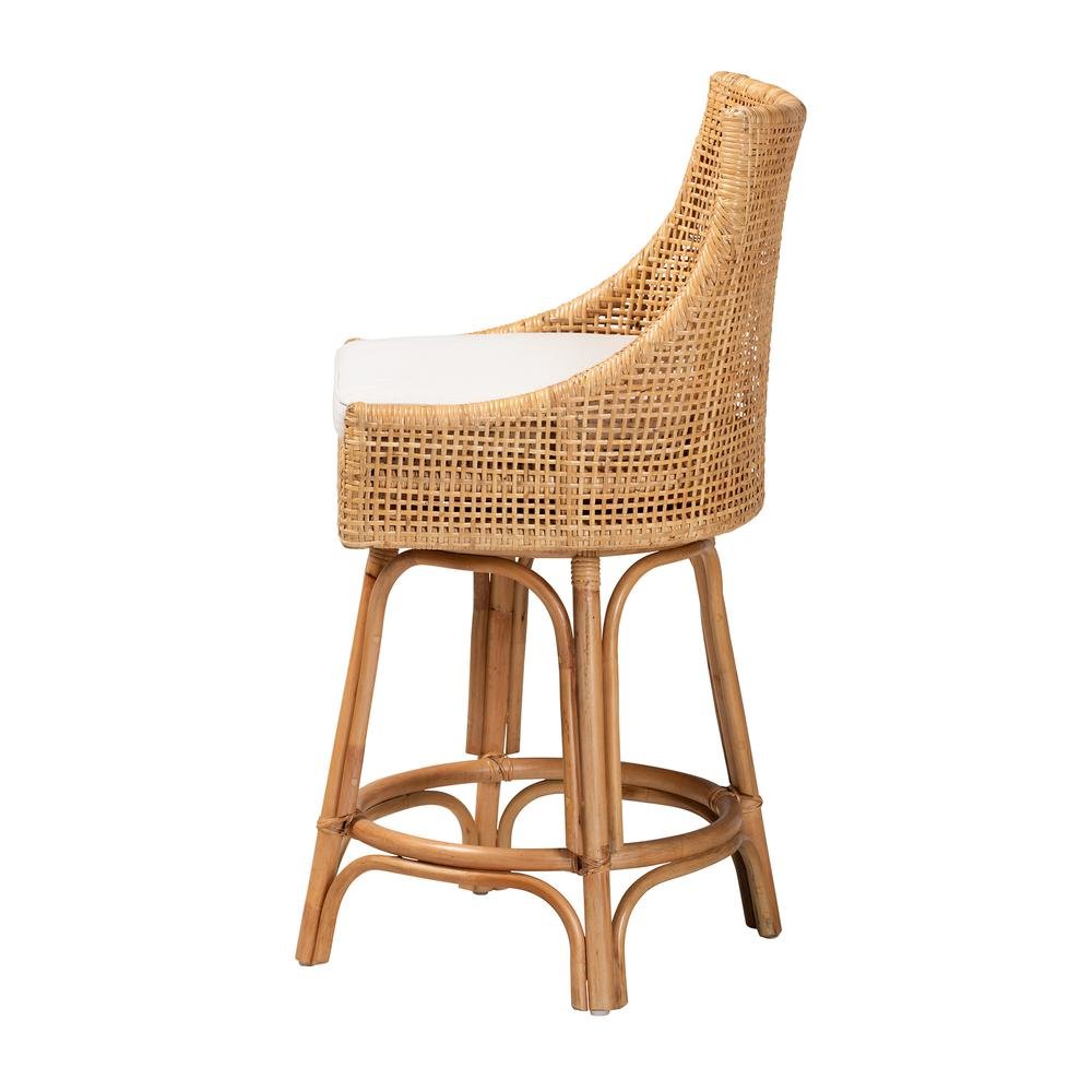 bali & pari Bella Modern Bohemian Natural Brown Rattan Counter Stool. Picture 13
